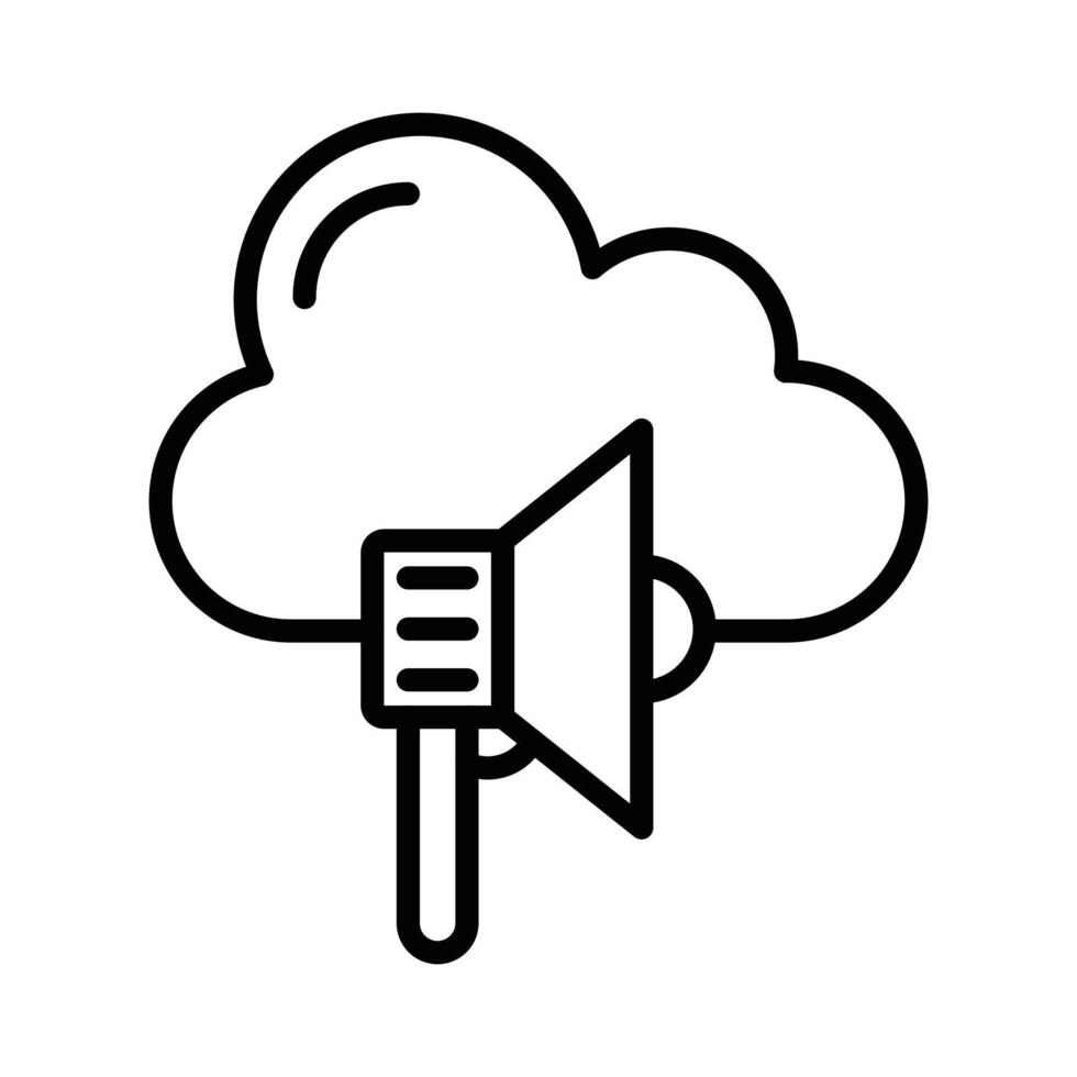 Cloud Marketing icon linear logo mark in black and white vector