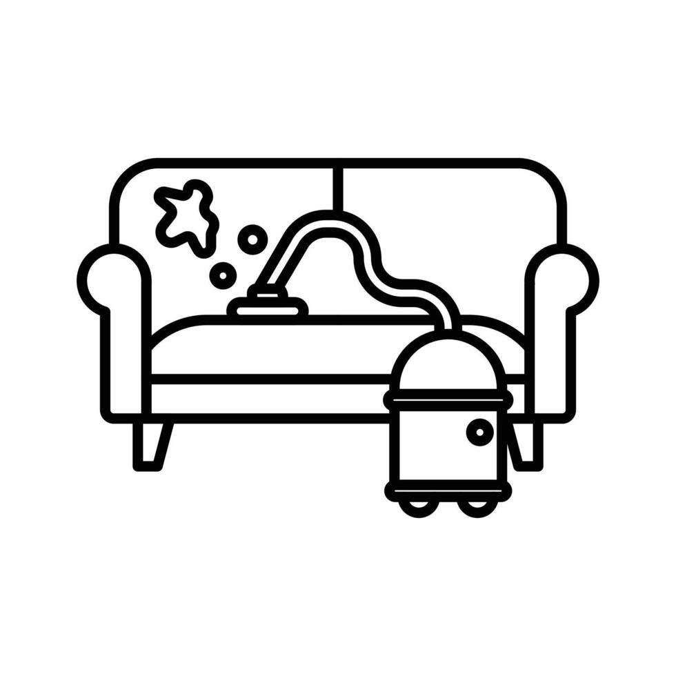 Furniture dry cleaning icon linear logo mark in black and white vector