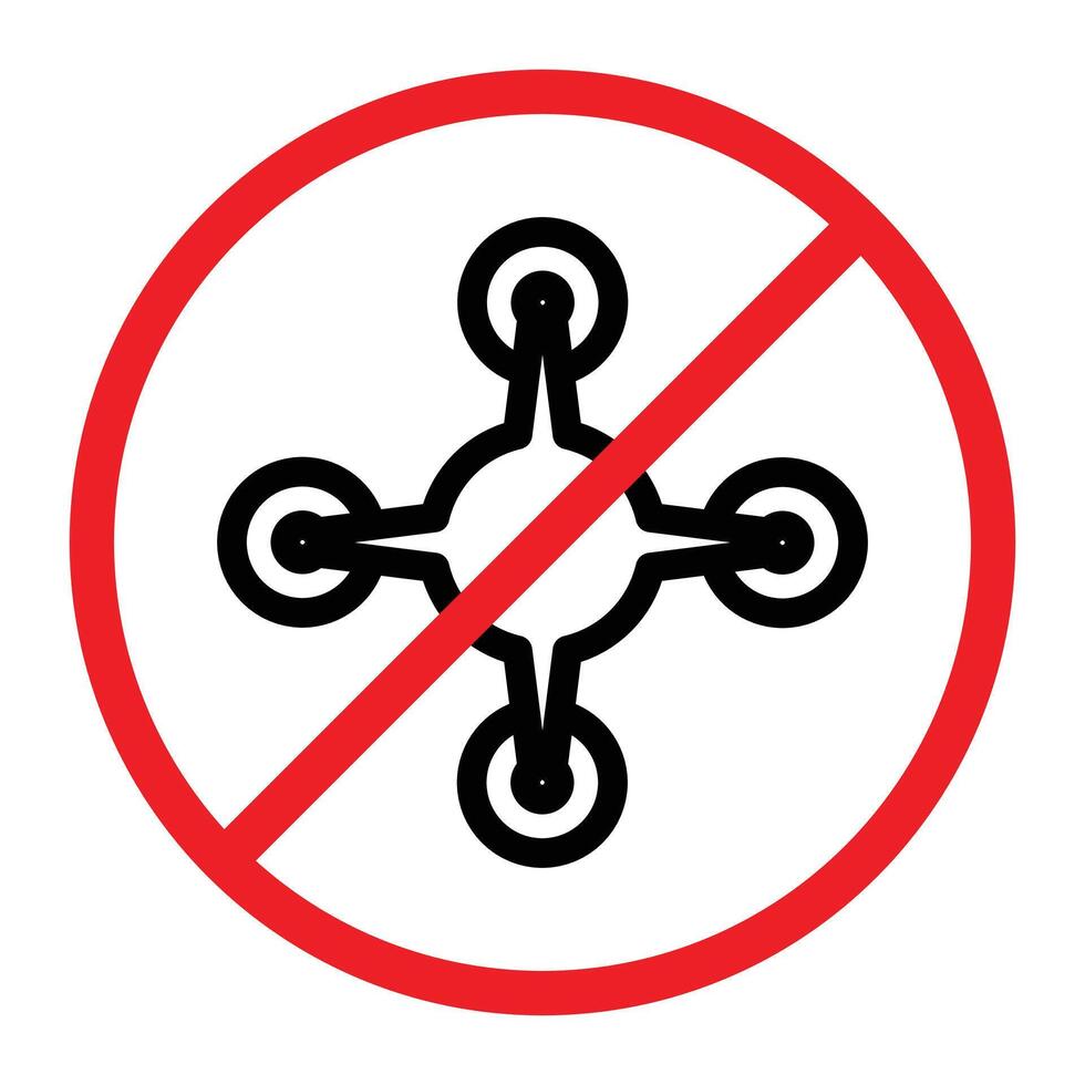 Forbidden Copter icon linear logo mark in black and white vector