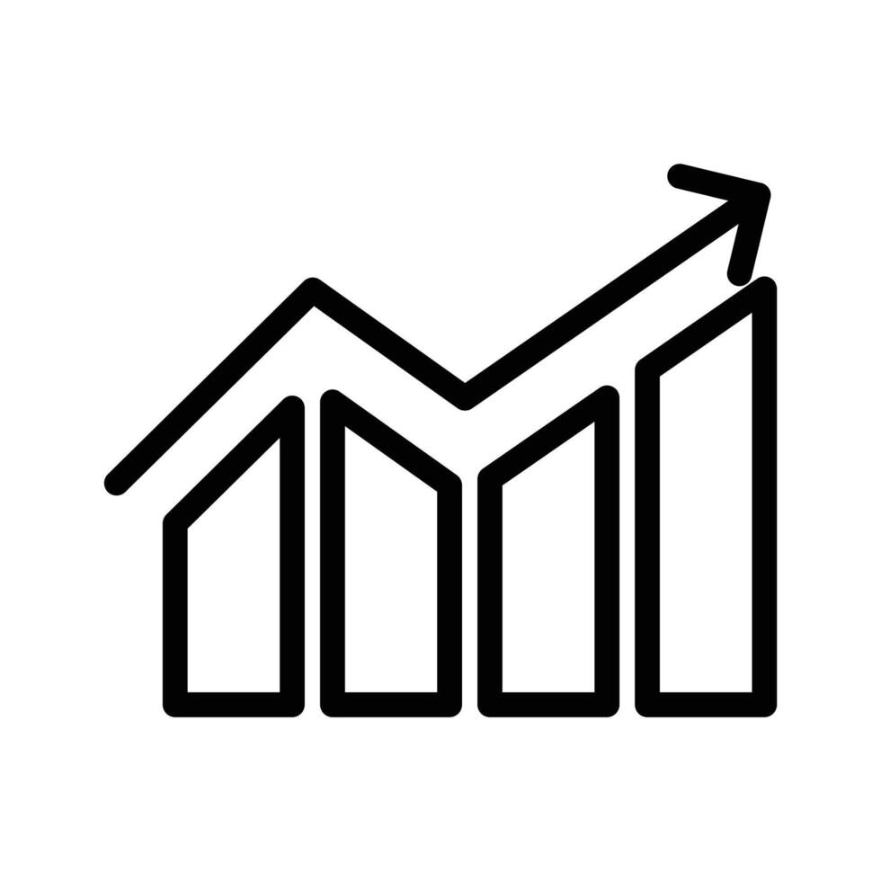 Growing graph Icon linear logo mark in black and white vector
