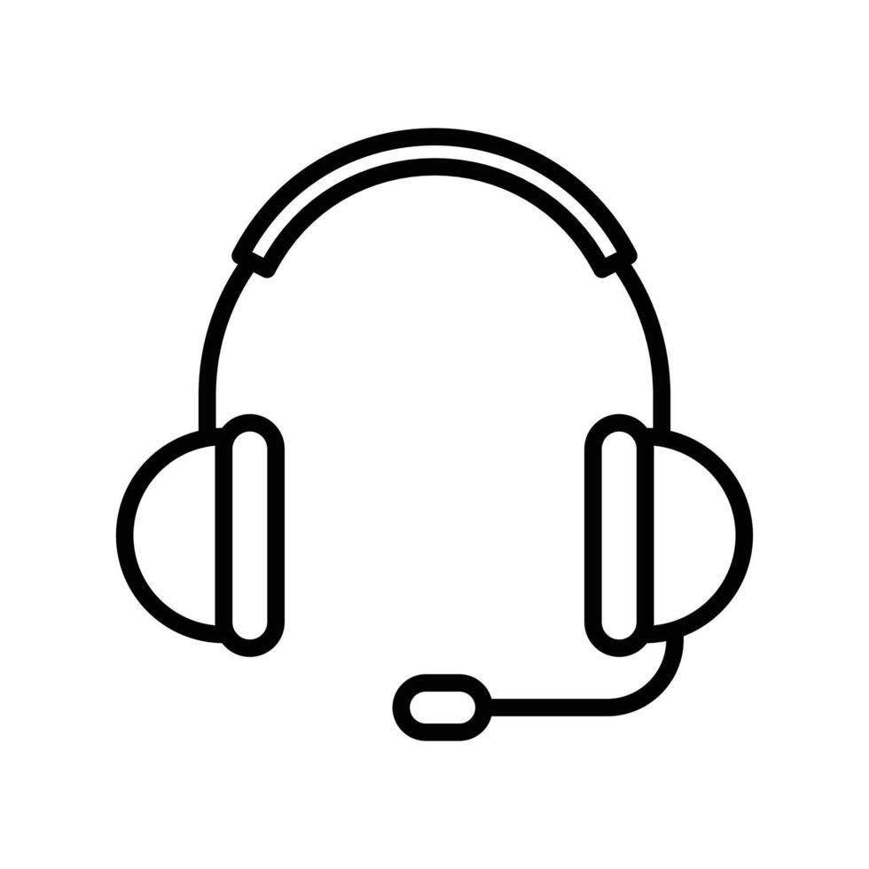 Helpdesk Headphone icon linear logo mark in black and white vector