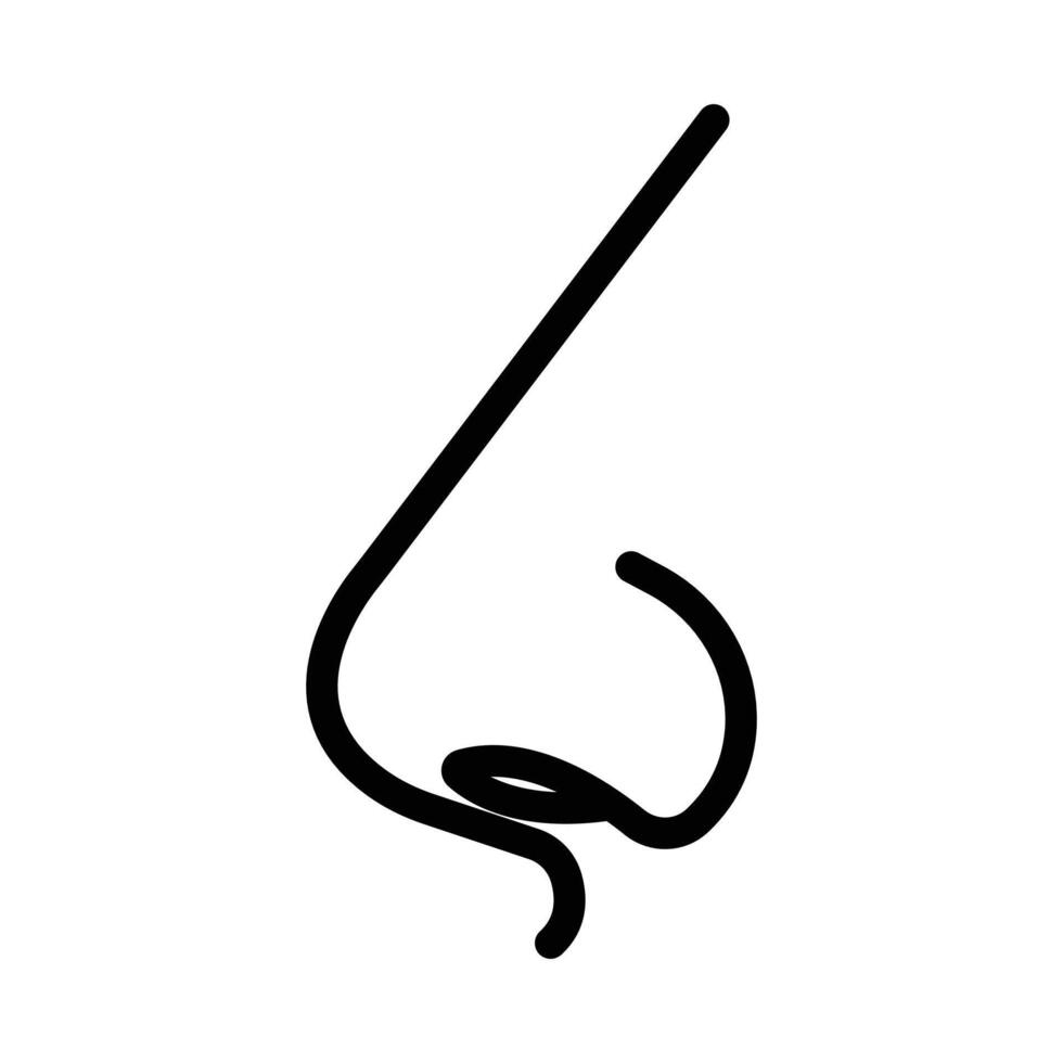 Human nose icon linear logo mark in black and white vector