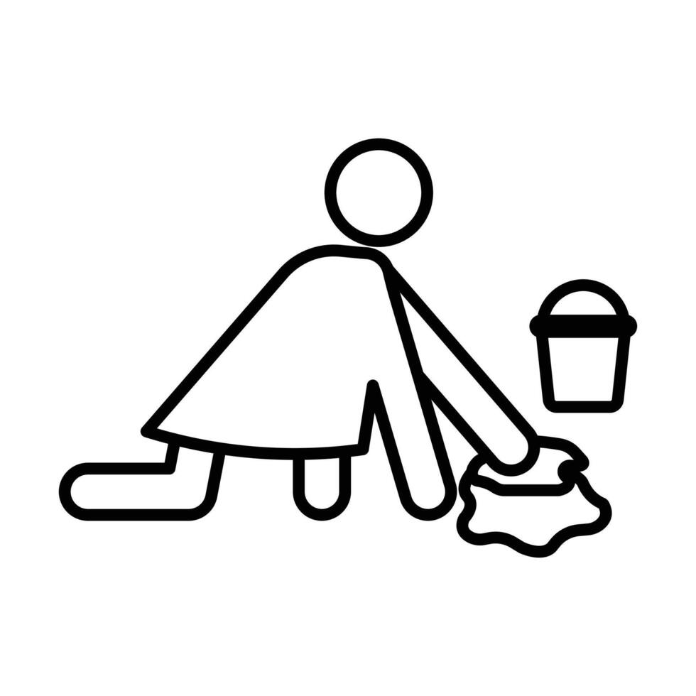 Mopping floors icon linear logo mark in black and white vector