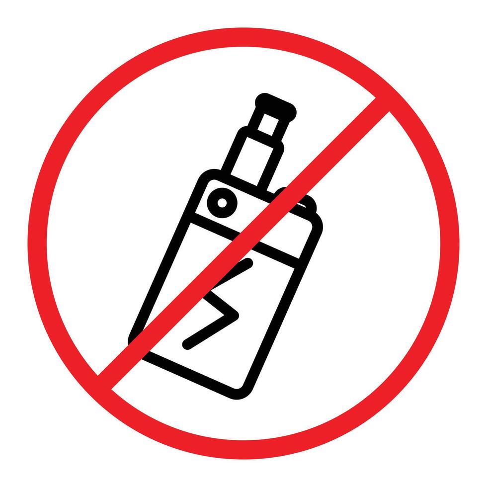 No Electronic Vaping icon linear logo mark in black and white vector