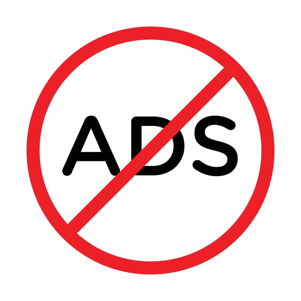 No ads icon linear logo mark in black and white vector