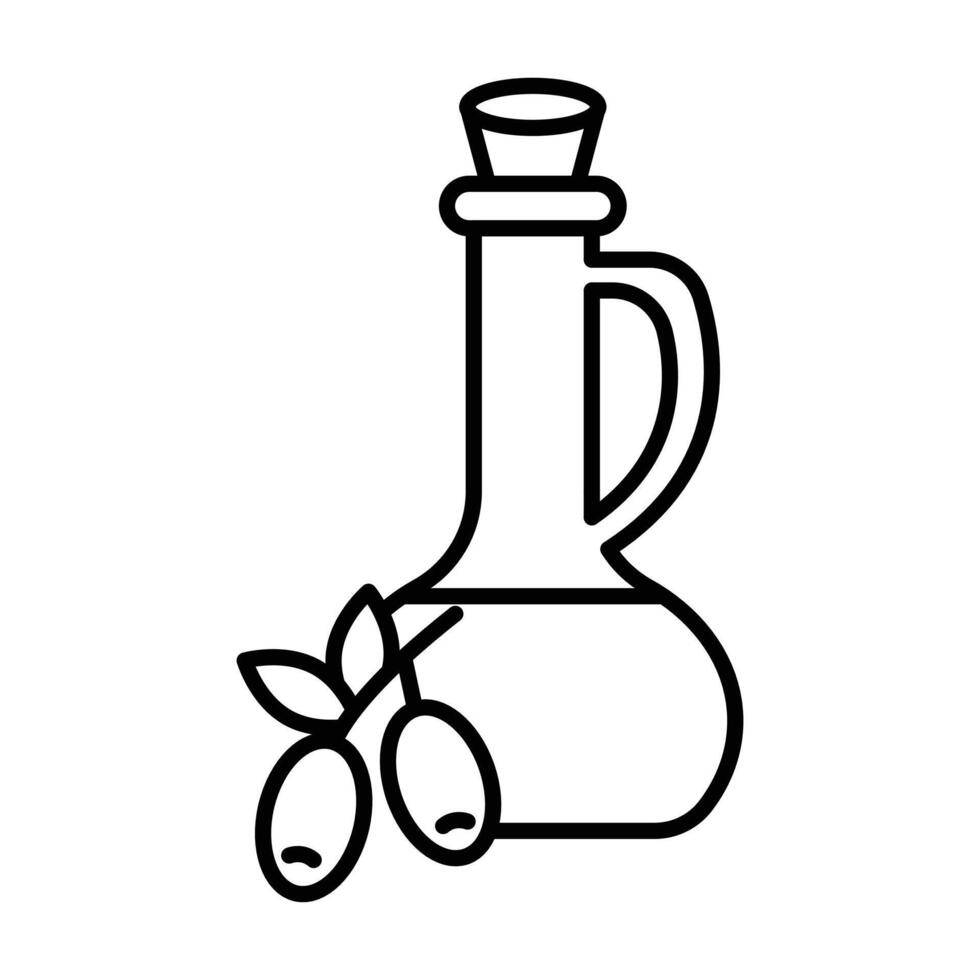 Olive oil icon linear logo mark in black and white vector