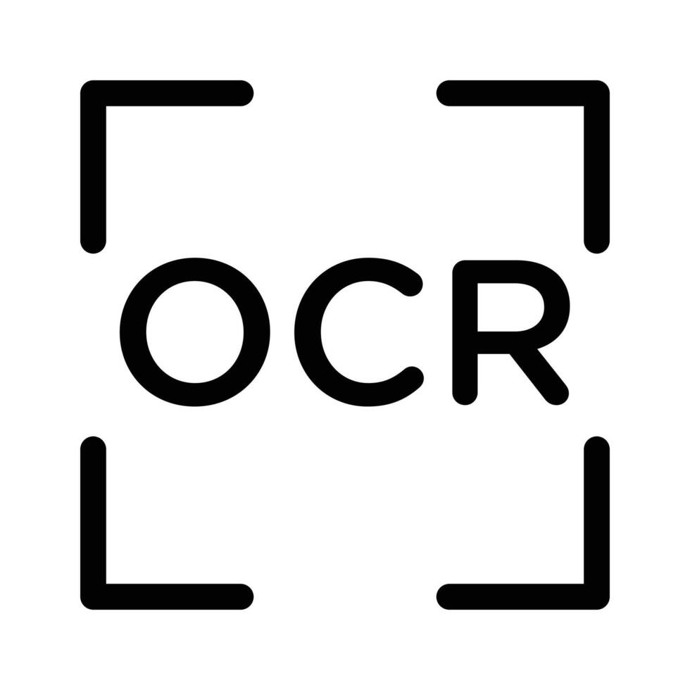 OCR icon linear logo mark in black and white vector