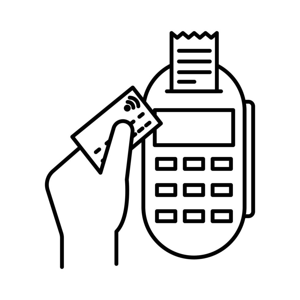 Payment terminal icon linear logo mark in black and white vector