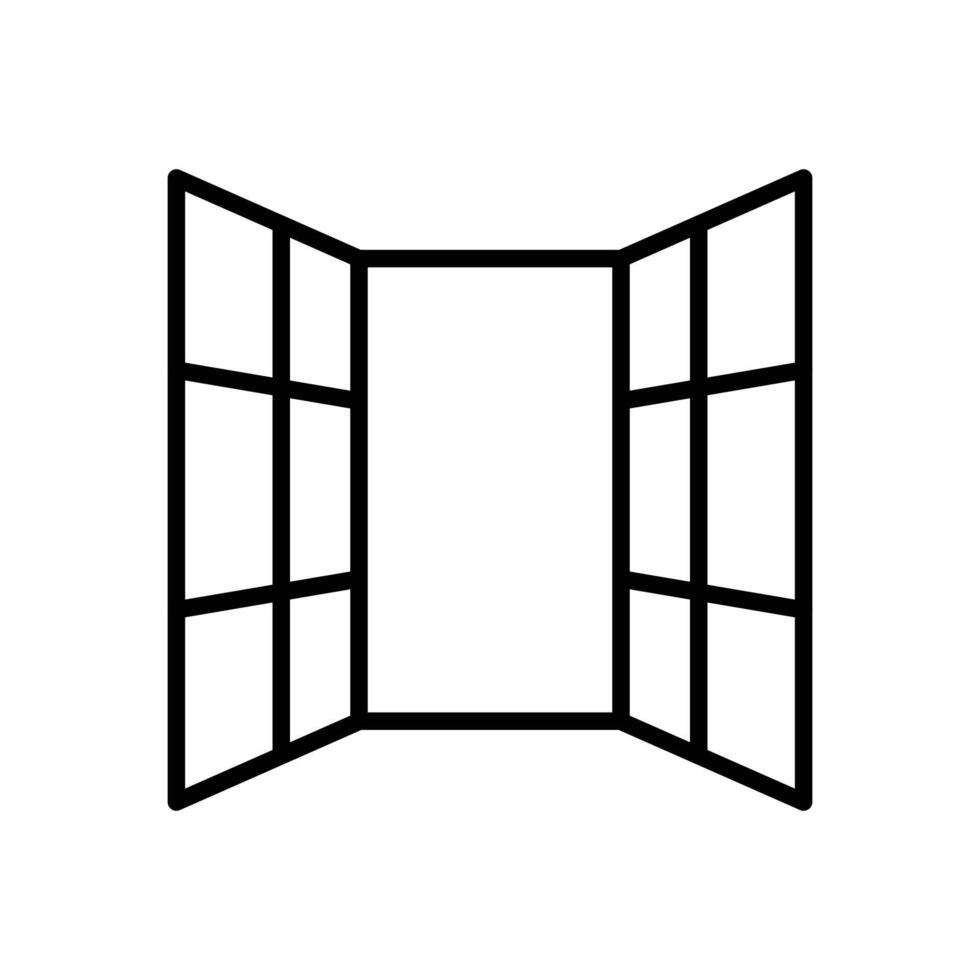 Open windows icon linear logo mark in black and white vector