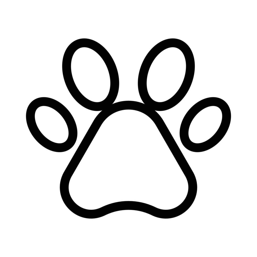 Paw icon linear logo mark in black and white vector