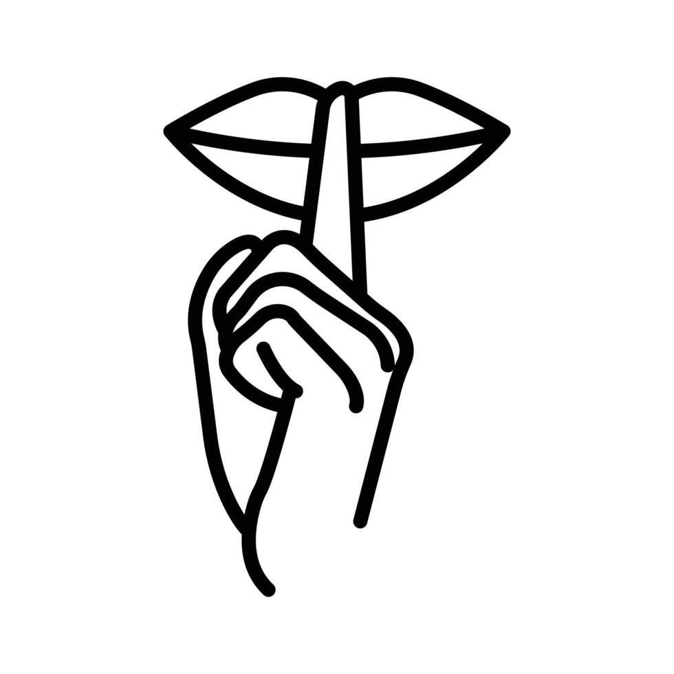 Please do quite pssst icon linear logo mark in black and white vector
