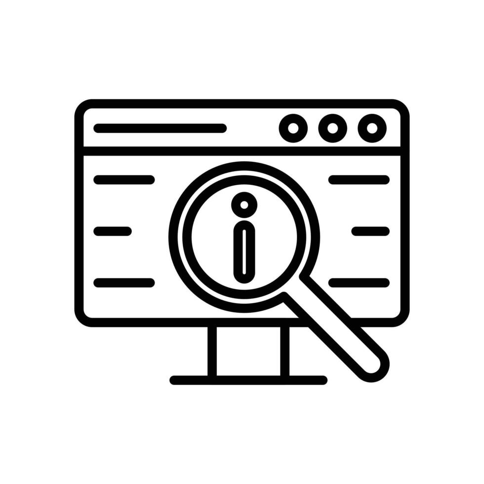 Researching information online icon linear logo mark in black and white vector