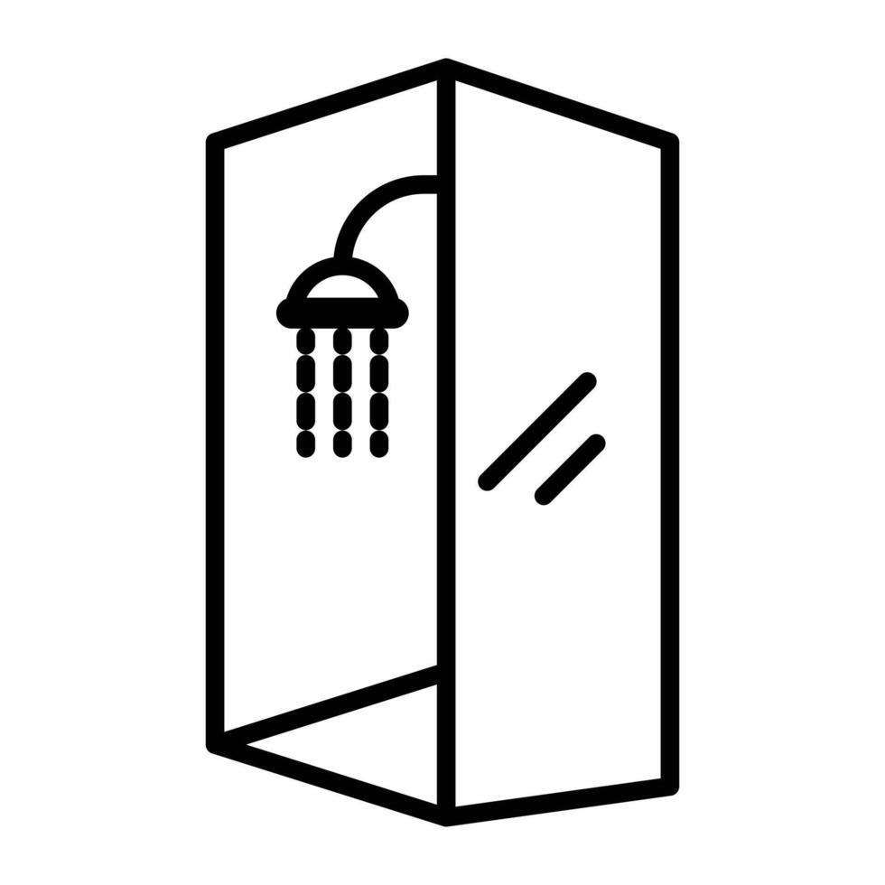 Shower cabin bathroom icon linear logo mark in black and white vector