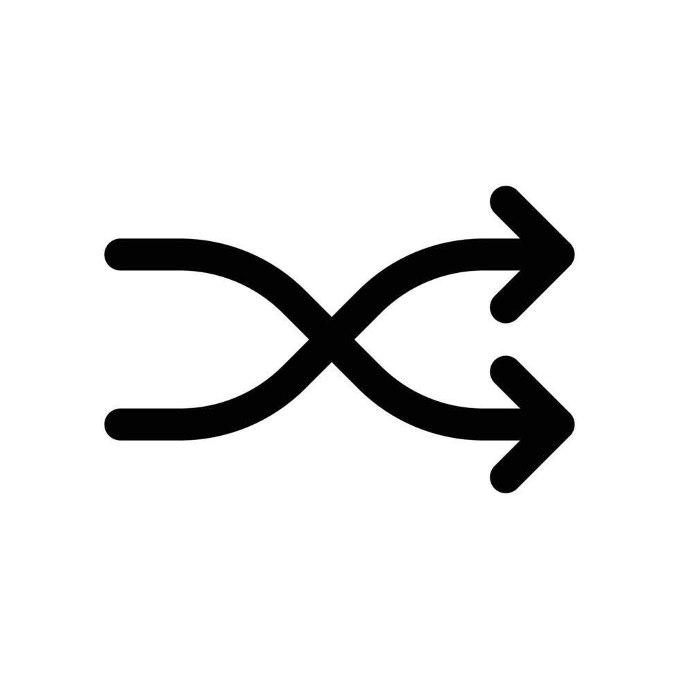 Shuffle icon linear logo mark in black and white vector