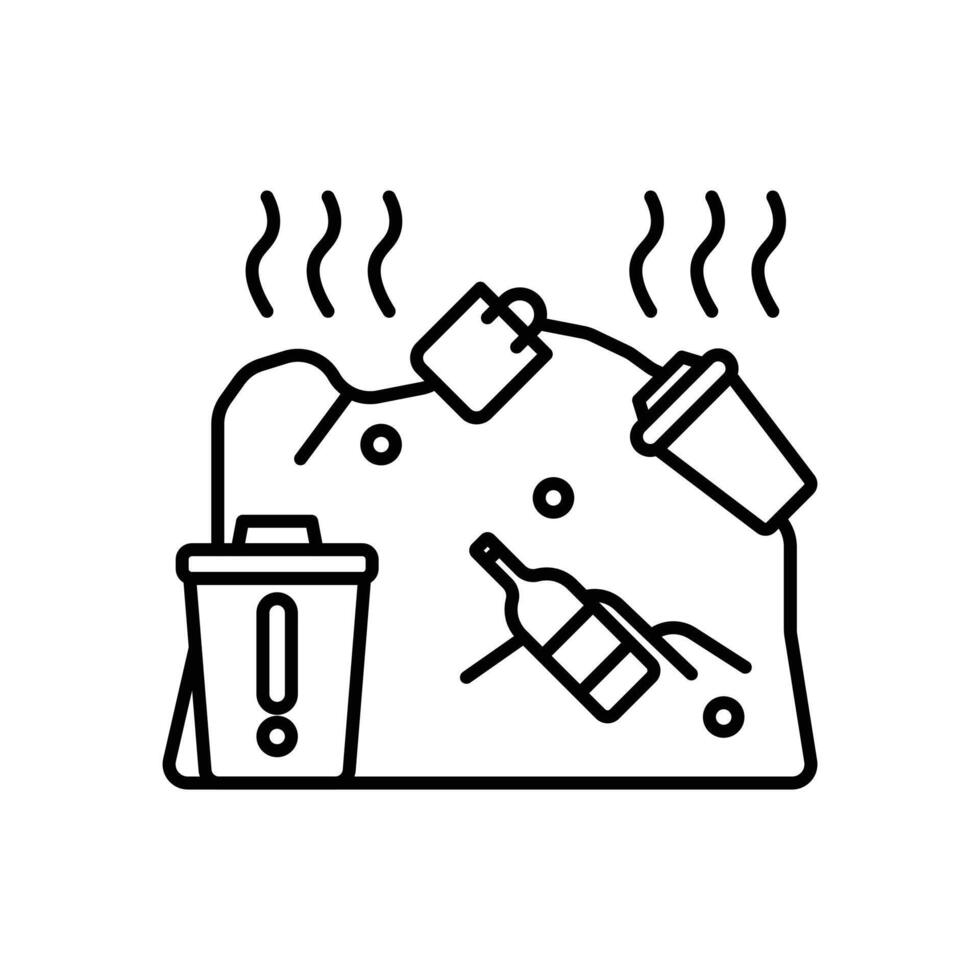 Solid waste icon linear logo mark in black and white vector