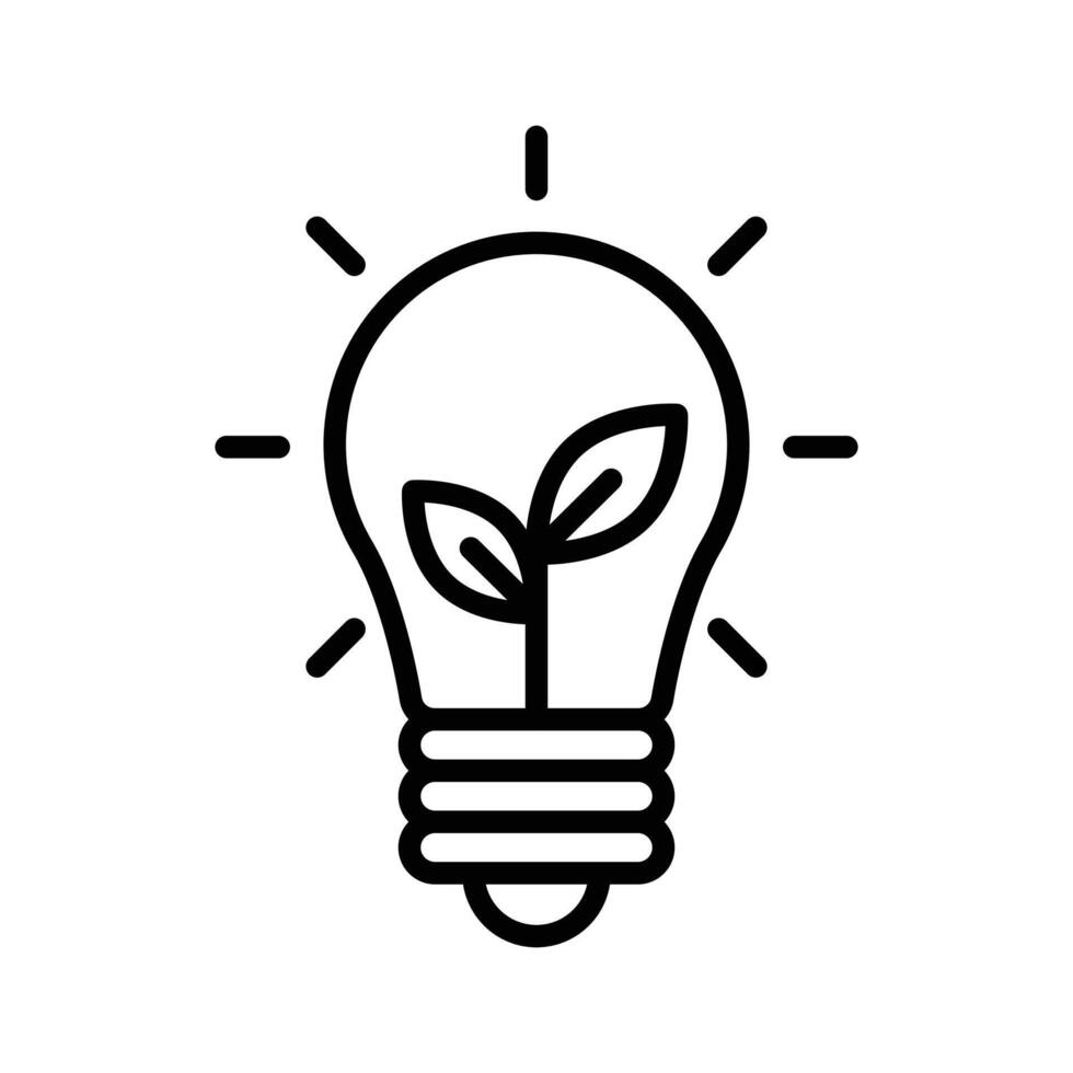 Sustainable ecological energy icon linear logo mark in black and white vector