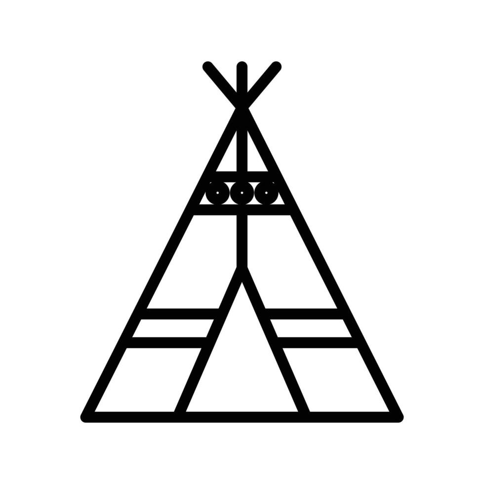 Teepee icon linear logo mark in black and white vector