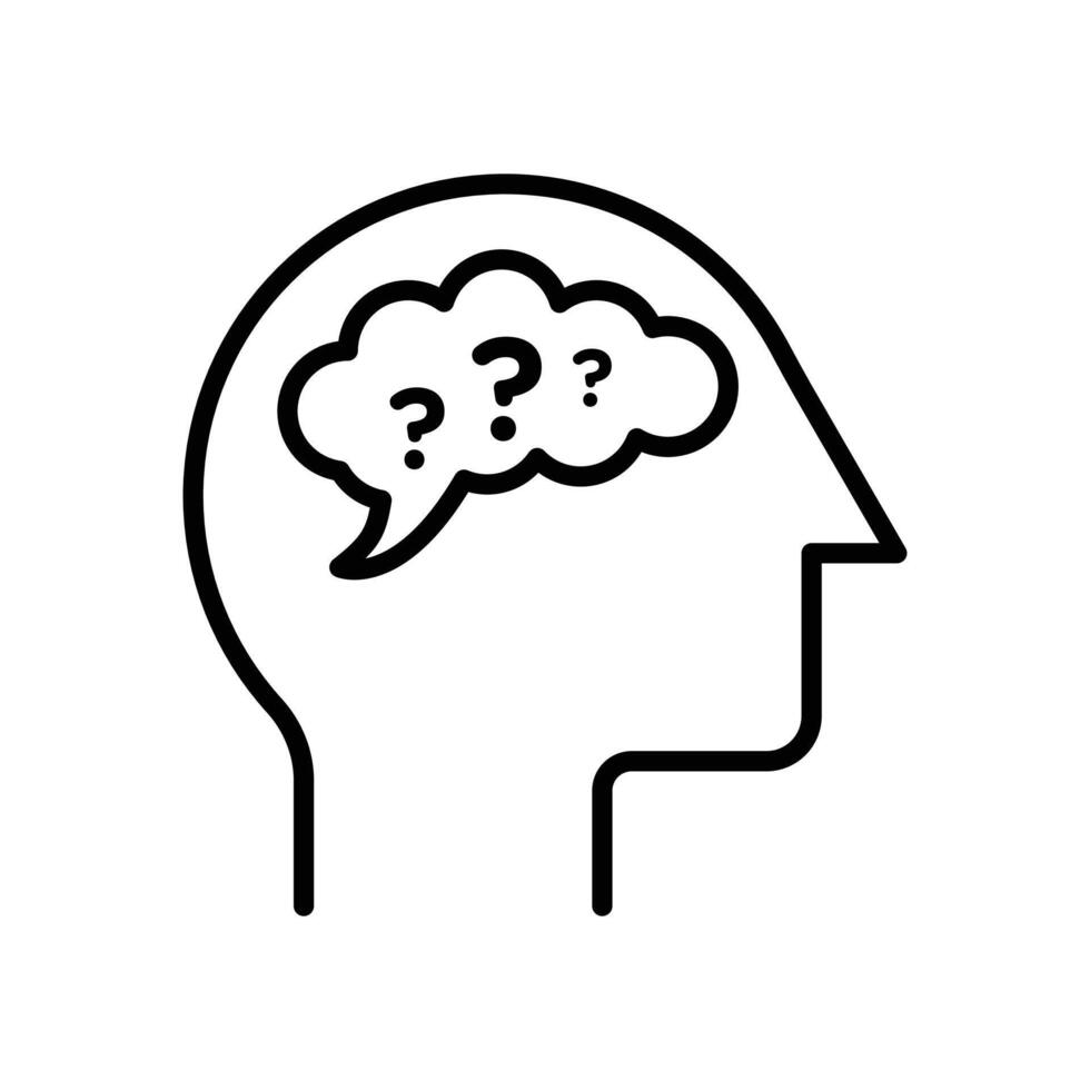 Thinking icon linear logo mark in black and white vector