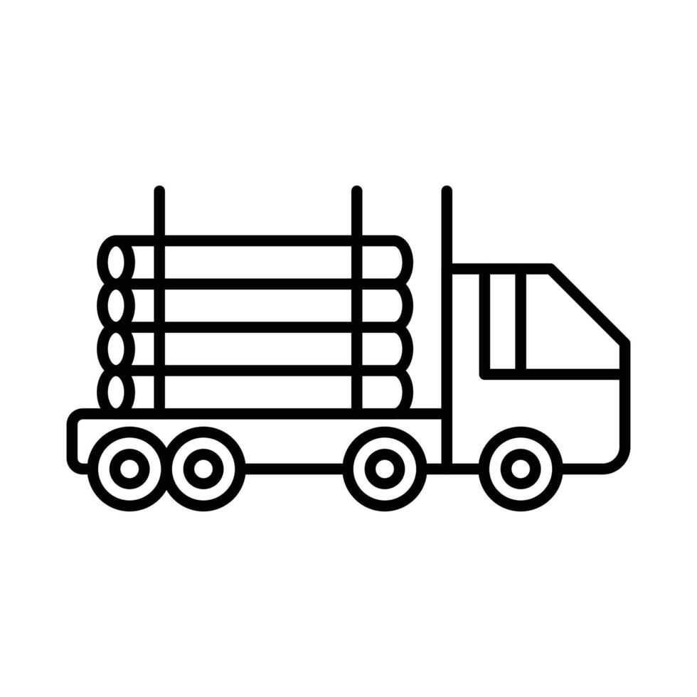 Timber truck icon linear logo mark in black and white vector