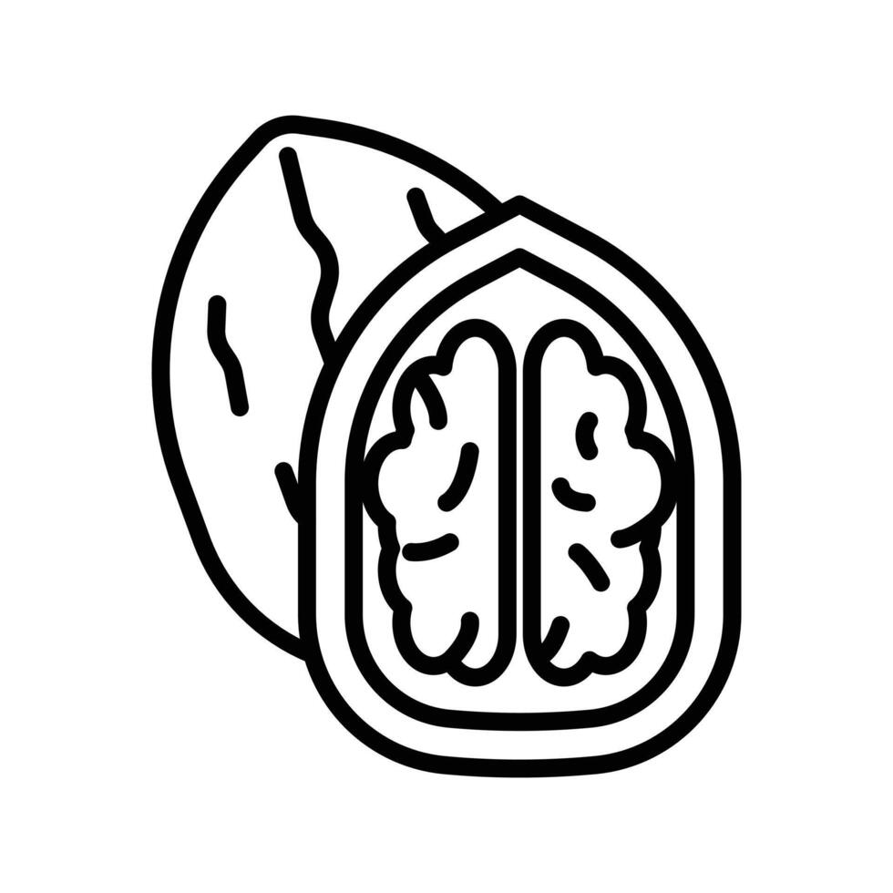 Walnut icon linear logo mark in black and white vector