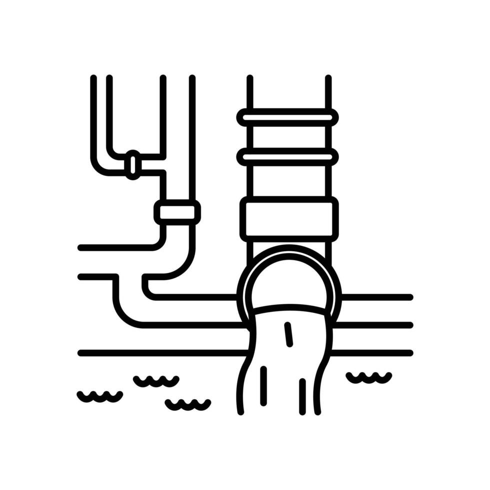 Water supply drain icon linear logo mark in black and white vector