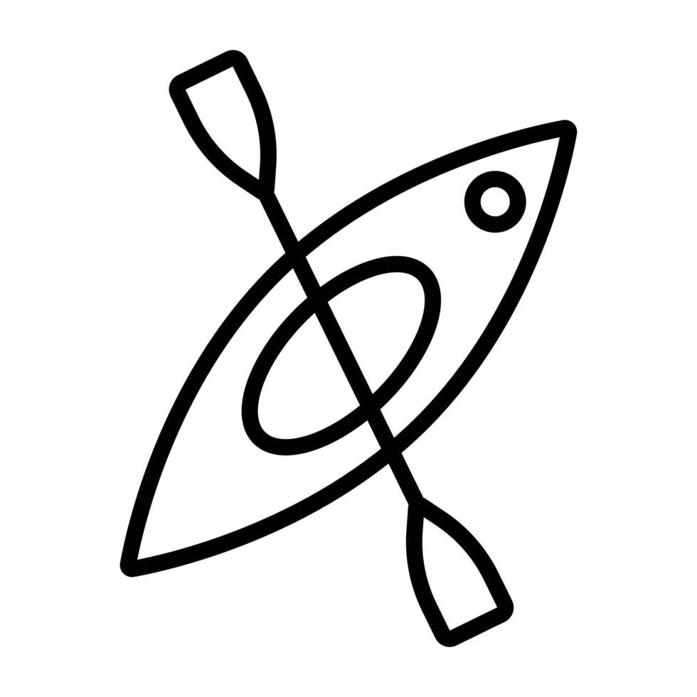 canoe icon linear logo mark in black and white vector