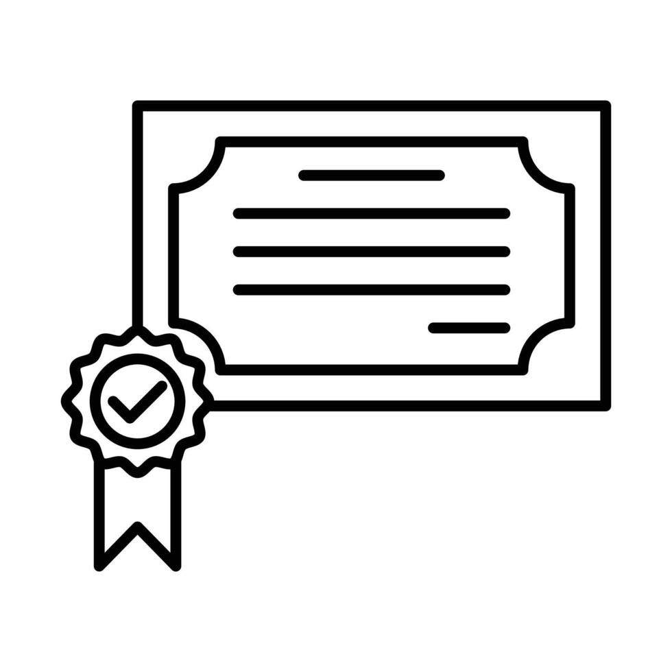 certificate icon linear logo mark in black and white vector