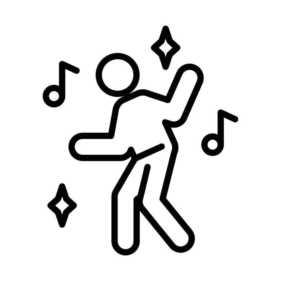 dance icon linear logo mark in black and white vector