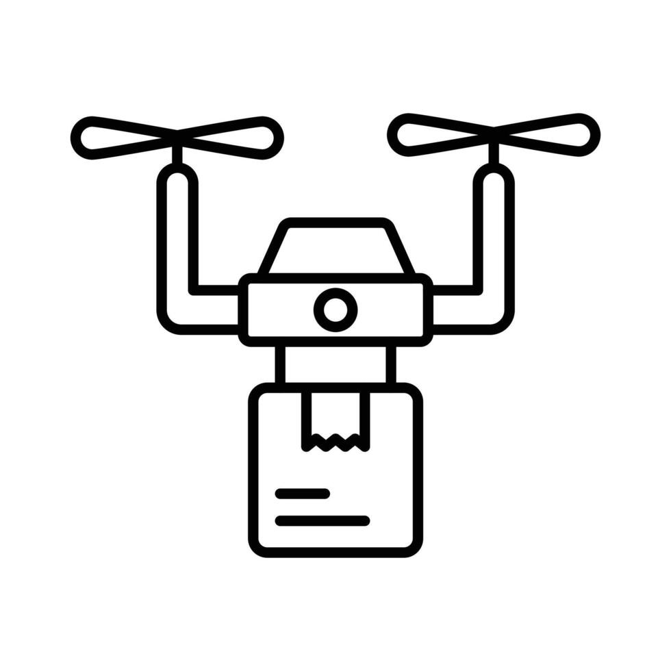 drone delivery icon linear logo mark in black and white vector