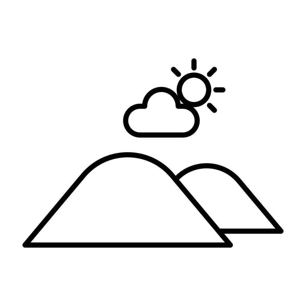 hills icon linear logo mark in black and white vector