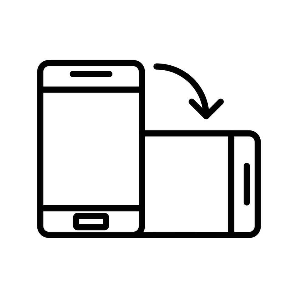 rotate phone icon linear logo mark in black and white vector