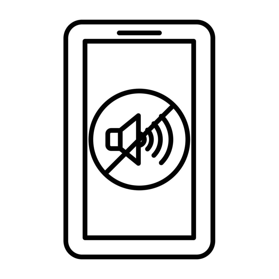 silent phone icon linear logo mark in black and white vector