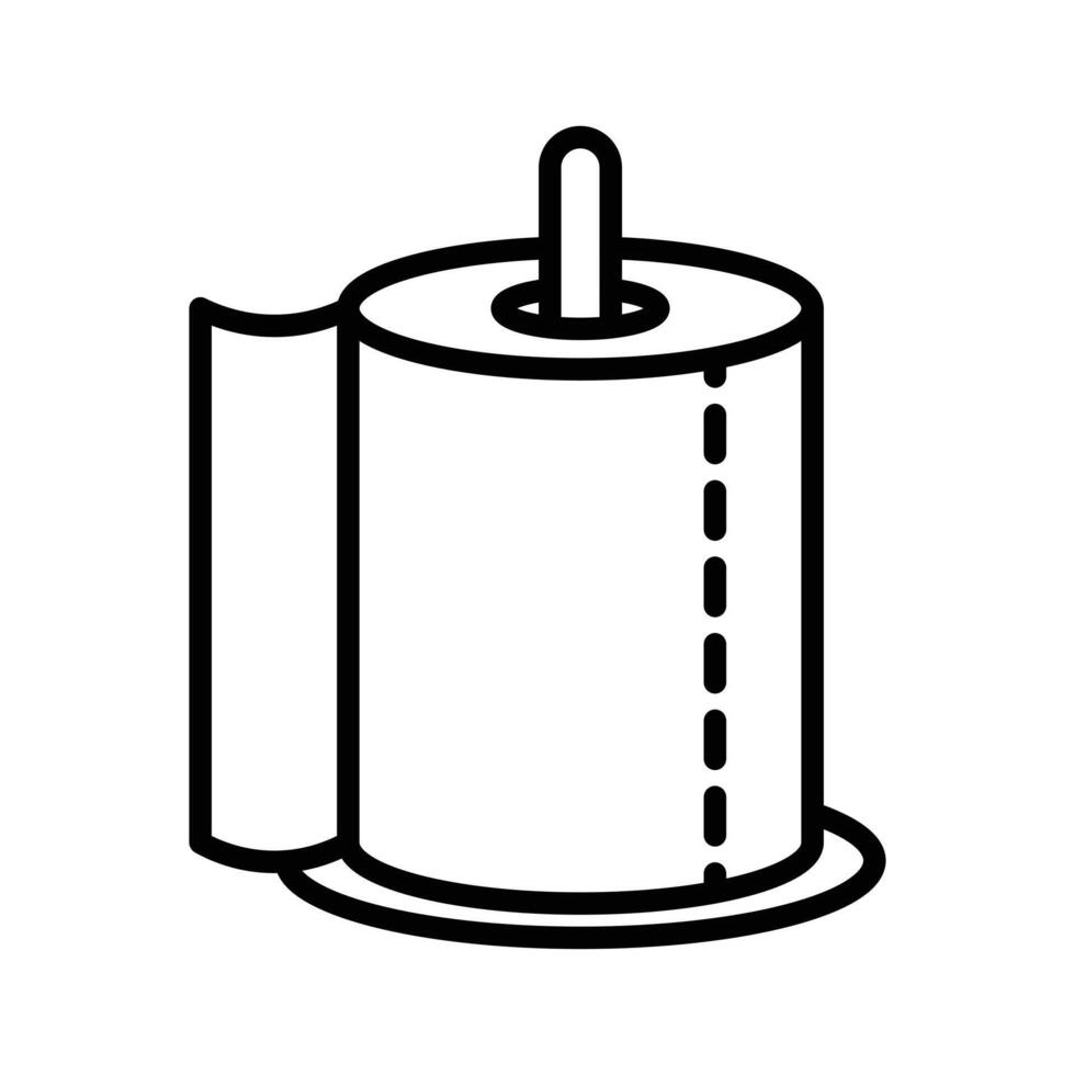 toilet tissue paper roll icon linear logo mark in black and white vector