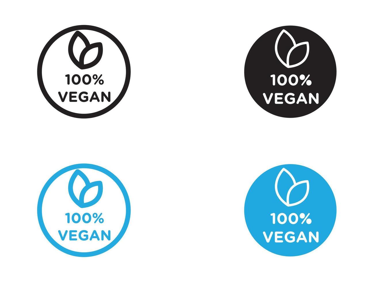 100 vegan icon black and white outline sign vector
