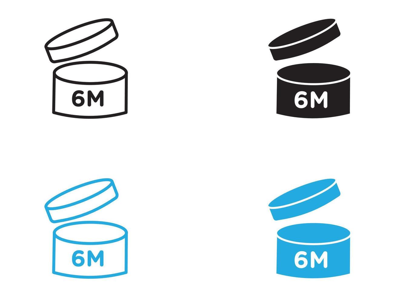 6 months PAO icon black and white outline sign vector