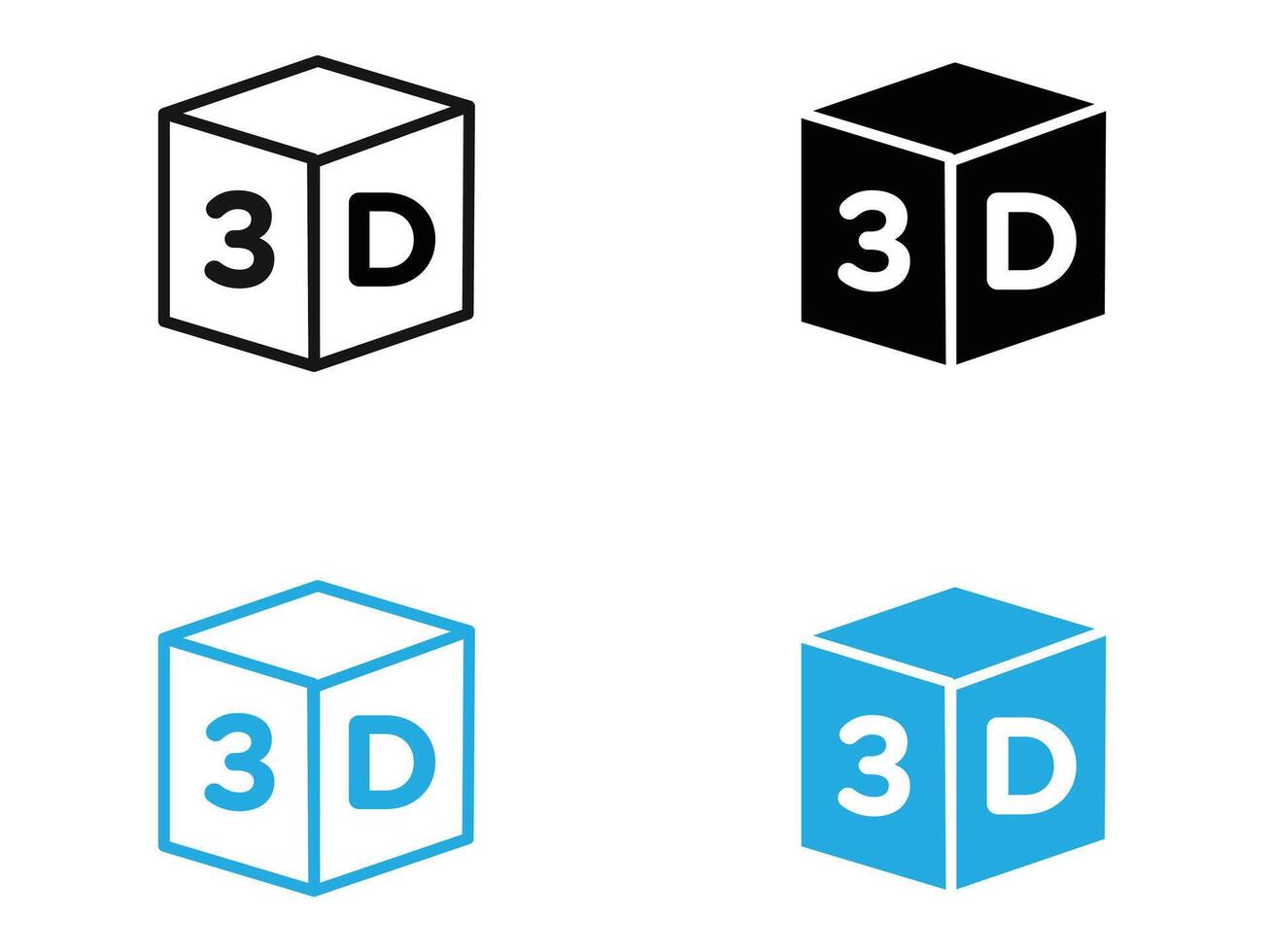 3D icon black and white outline sign vector