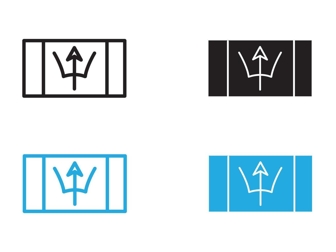 Barbados country flag icon black and white outline sign vector