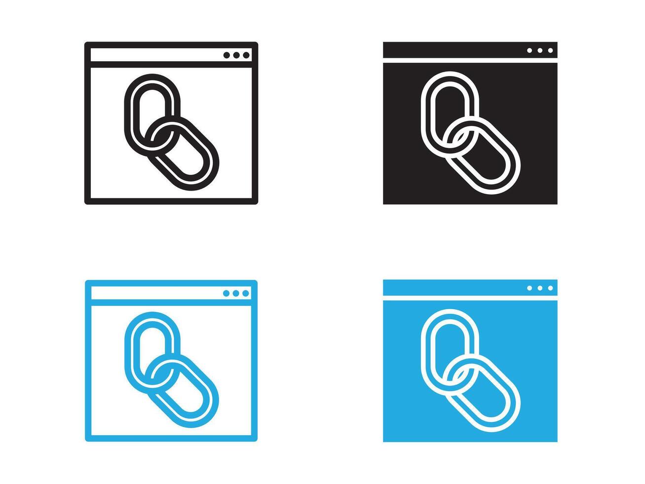Backlink icon black and white outline sign vector