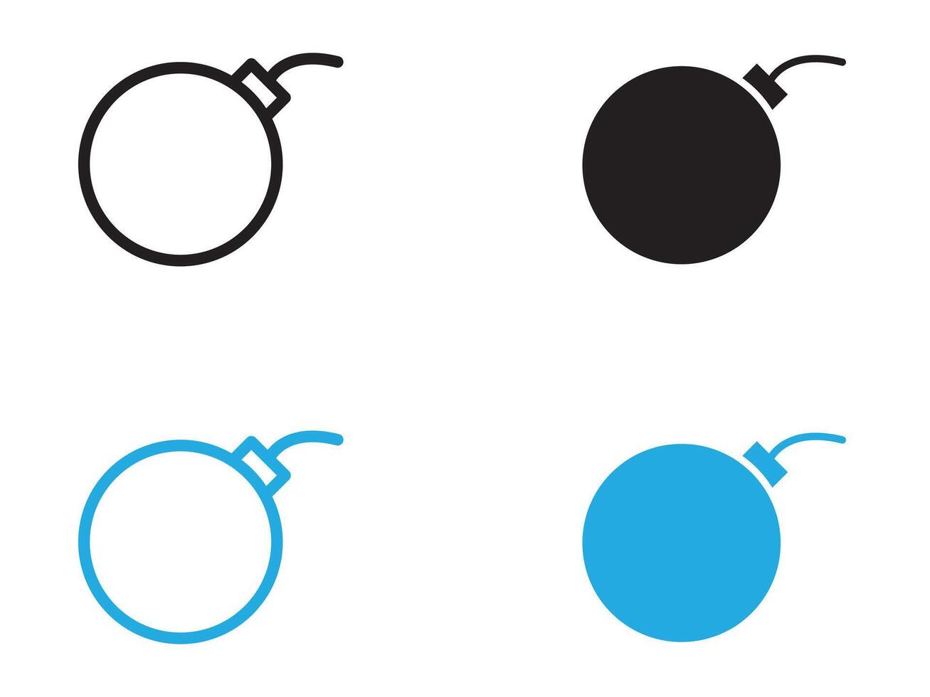 Bomb icon black and white outline sign vector