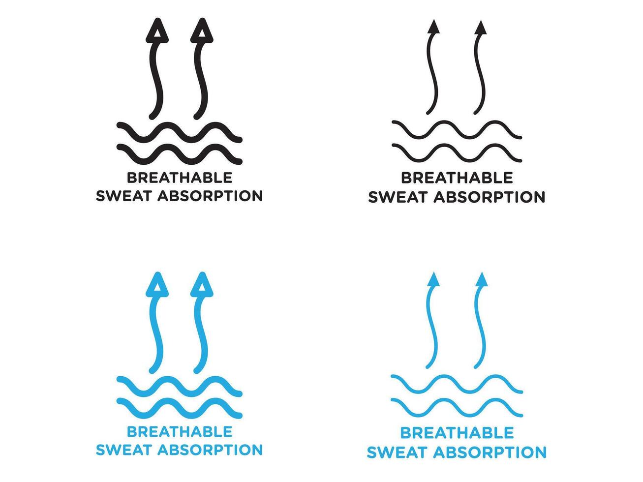 Breathable sweat absorption icon black and white outline sign vector