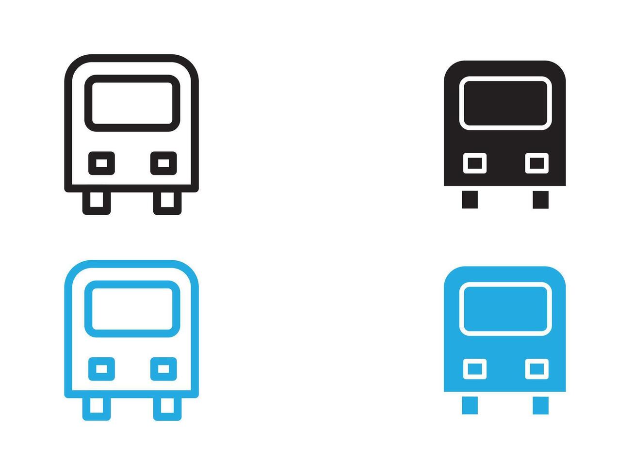 Bus icon black and white outline sign vector