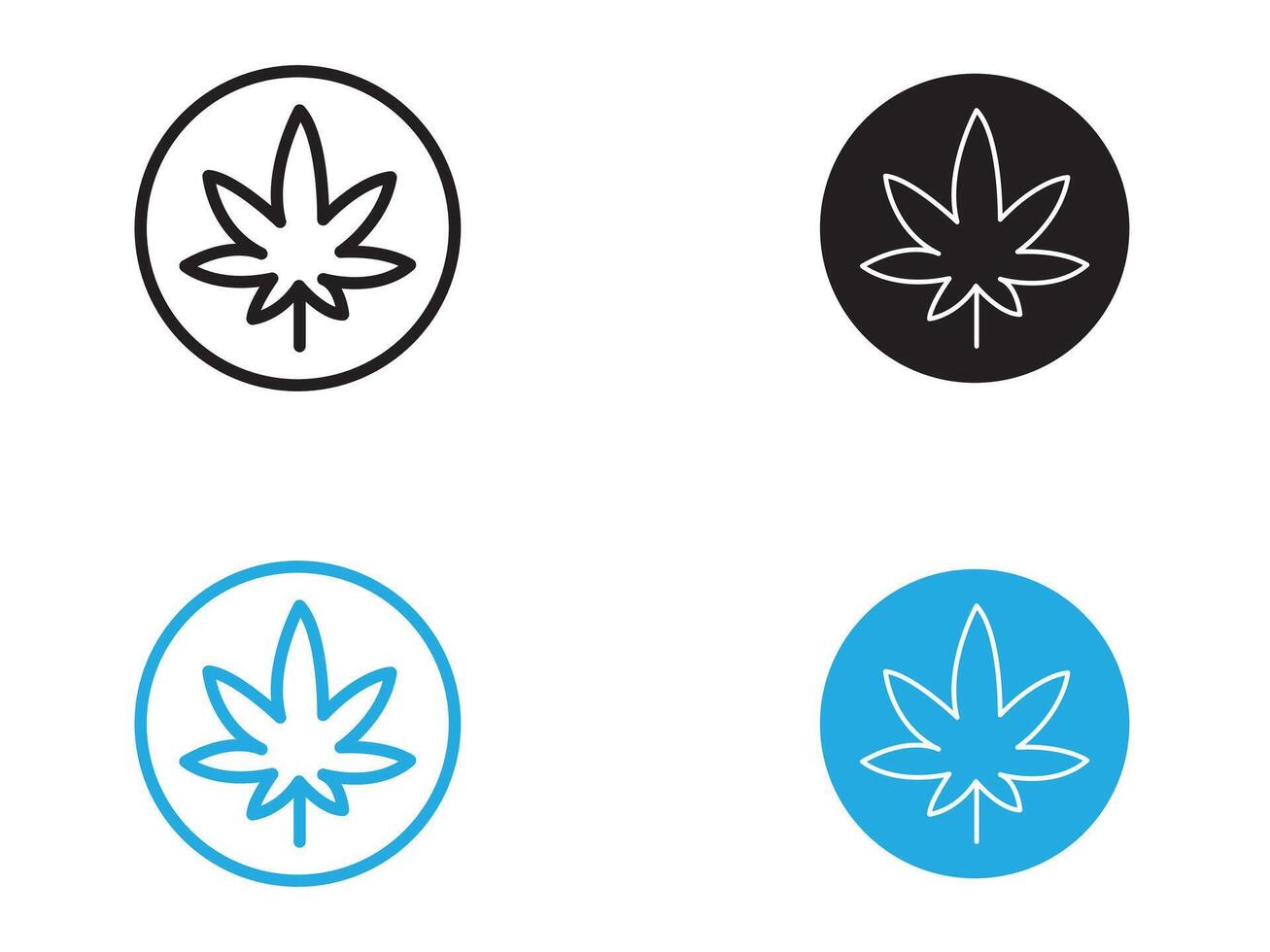 Cannabis leafs icon black and white outline sign vector