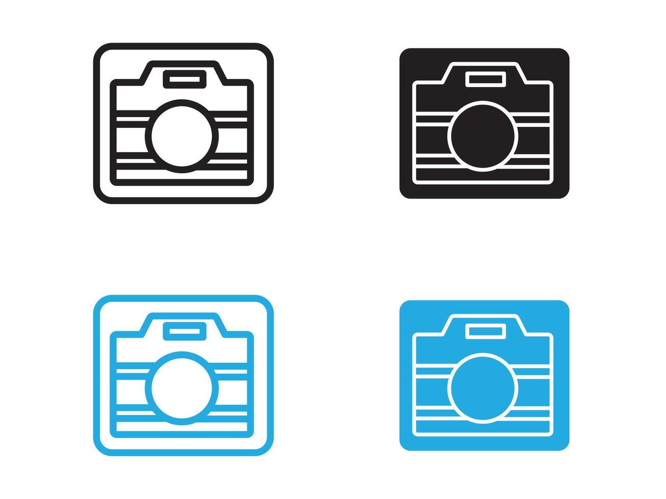 Camera icon black and white outline sign vector