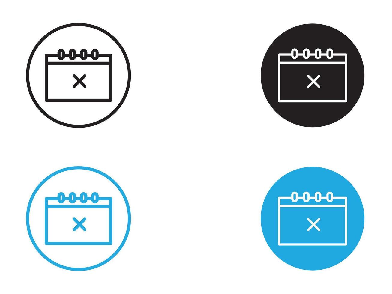 Cancel event icon black and white outline sign vector