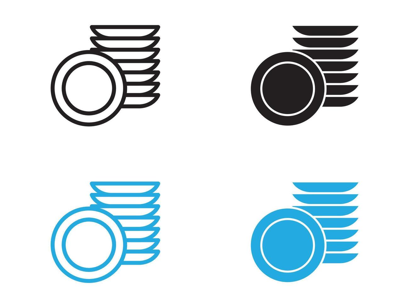 Clean stack plates icon black and white outline sign vector