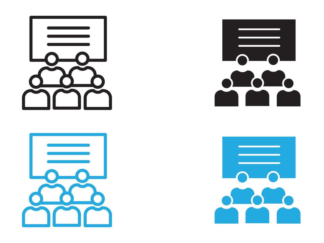 Classroom icon black and white outline sign vector