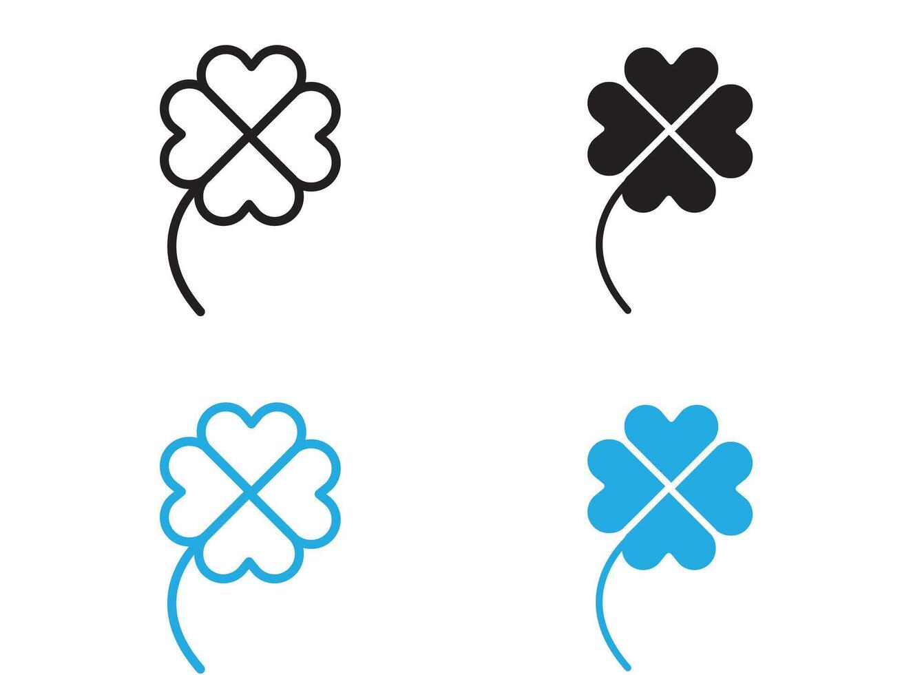 Clover icon black and white outline sign vector