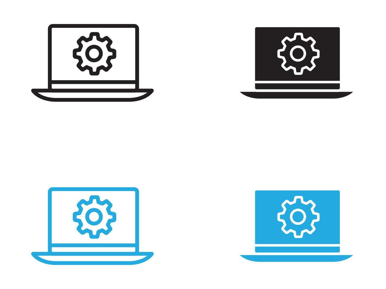 Computer Technology icon black and white outline sign vector