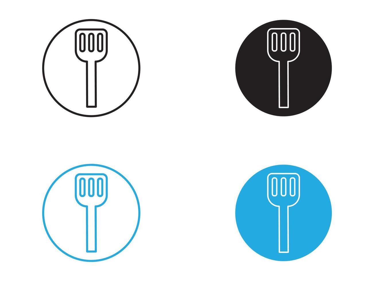 Cooking spatula icon black and white outline sign vector