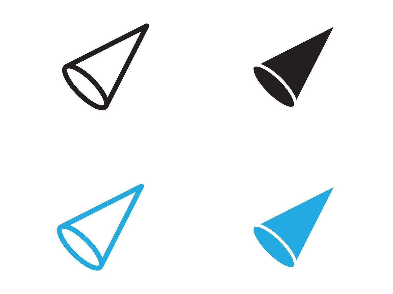 Cone shape 3D icon black and white outline sign vector